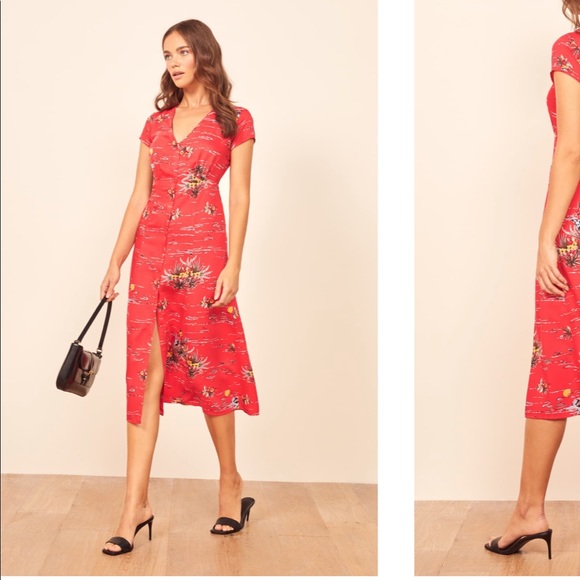 Reformation Dresses & Skirts - NEW • Reformation • Denise Midi Dress Fiji XL Red